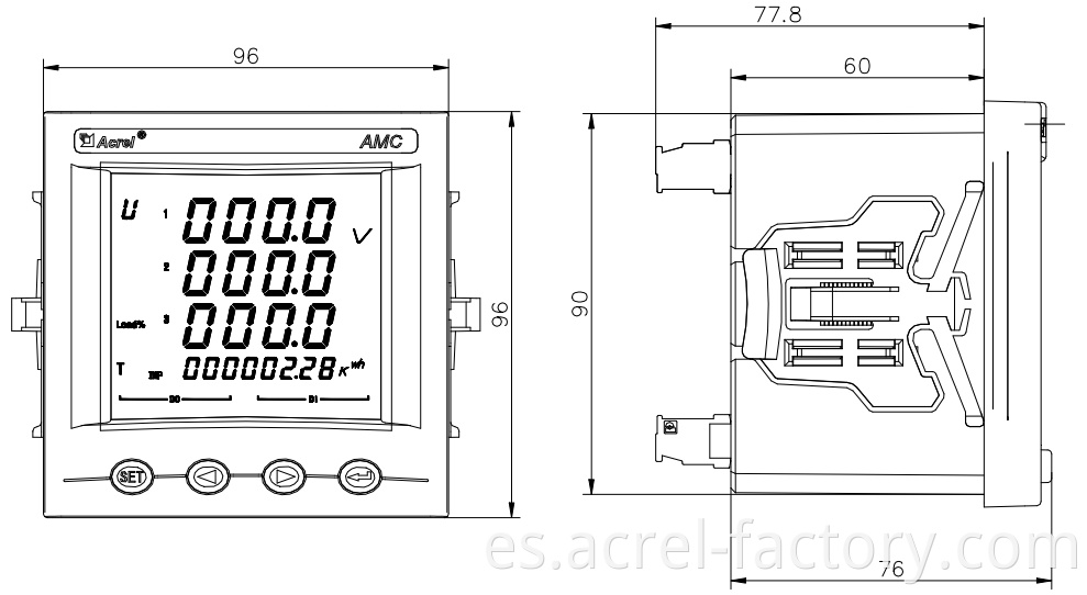 3 phase power meter panel mount